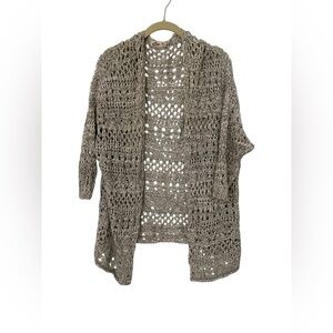 Hollister Open-Knit Crochet Cardigan – Taupe Gray